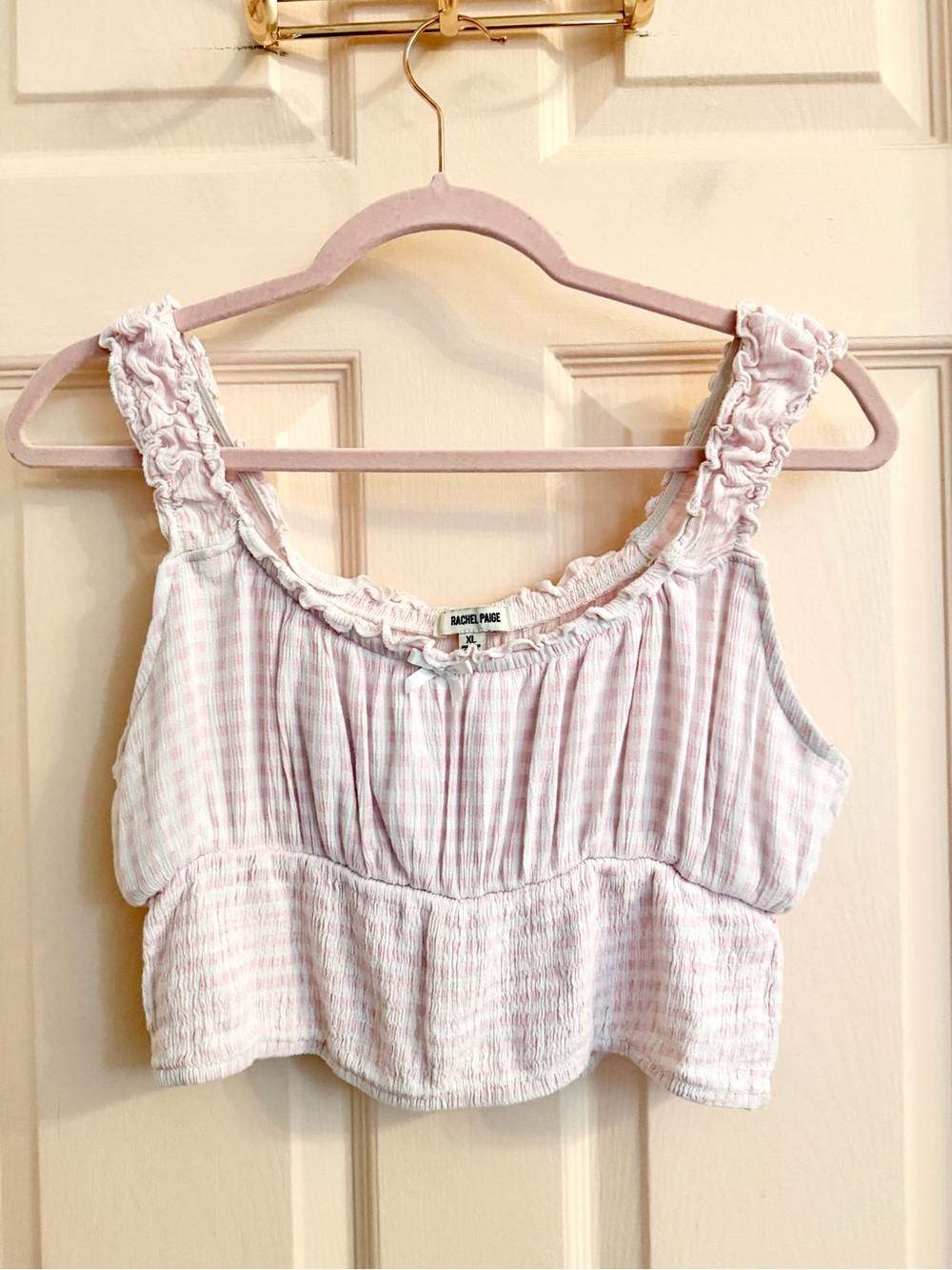 Pink gingham Rachel Paige top